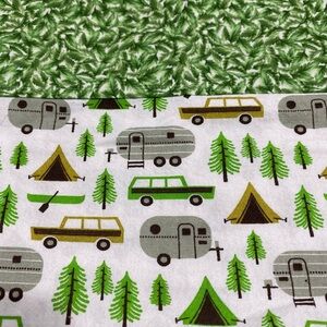 Camper RV Adventure Square Tablecloth - Forest, Tents, Canoes